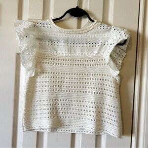 ZARA White Eyelet Lace Top